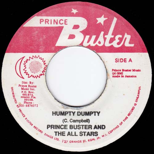 PRINCE BUSTER AND THE ALL STARS HUMPTY DUMPTY PACK UP YOUR TROUBLES
