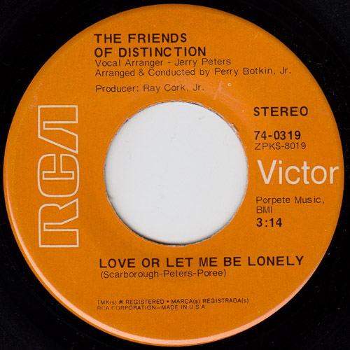 THE FRIENDS OF DISTINCTION LOVE OR LET ME BE LONELY 1