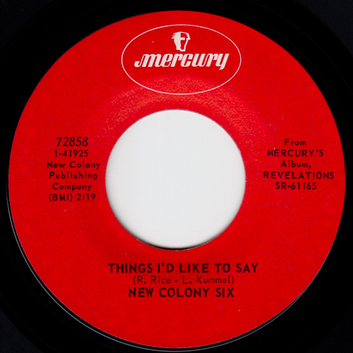 NEW COLONY SIX / THINGS I'D LIKE TO SAY / COME AND GIVE YOUR LOVE TO ME / 7" / 1 NEW COLONY SIX / THINGS I'D LIKE TO SAY / COME AND GIVE YOUR LOVE TO ME / 7" /